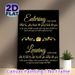 Islamic Home Dua Painting Poster, Luxe Gold-on-black Decorative Poster, Features Traditional Entry & Leaving Home Religious Verses With Floral_maomaolike.com