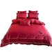 Celebration High Precision Red Pure Bed Sheet And Duvet Cover 120s Long Staple Wedding Four-Piece Set All Cotton Dowry_maomaolike.com