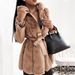 Women's fur coat Women's belted hooded solid color zipper jacket_maomaolike.com