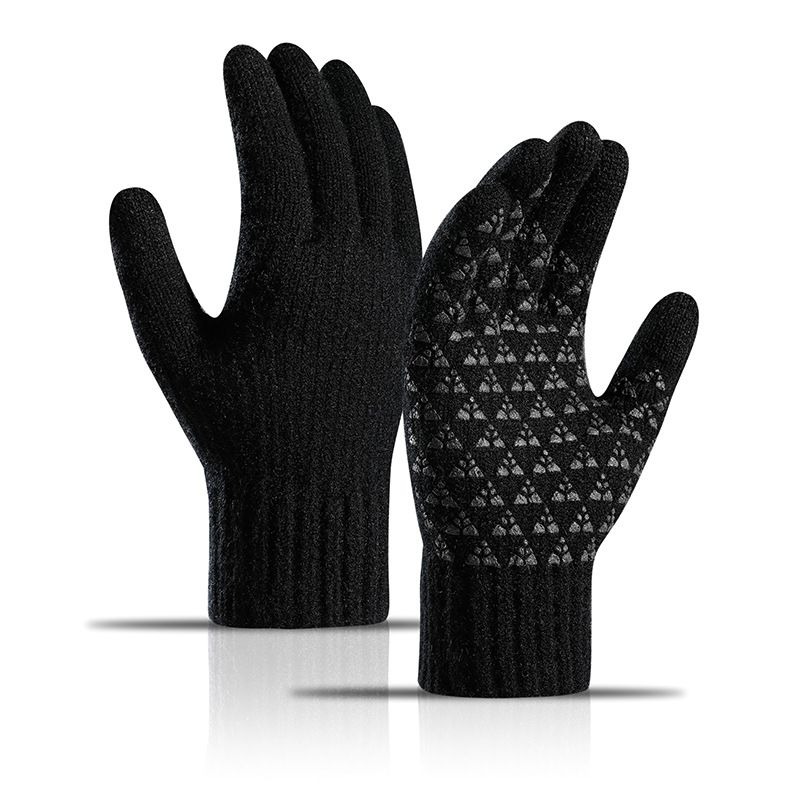 Men's gloves Winter fleece reinforced alpaca knit yarn cycling touch screen gloves_maomaolike.com