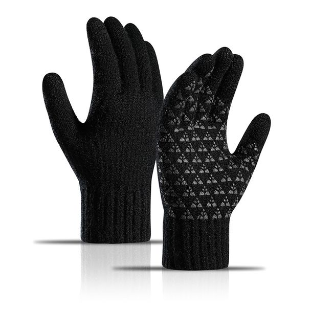 Men's gloves Winter fleece reinforced alpaca knit yarn cycling touch screen gloves_maomaolike.com
