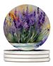 Lavender In Watercolor Large Sandstone Coasters Pack Of 4 Absorbent Round Coasters Decor Gifts For Men Or Women, 4 In, Multicolor_maomaolike.com