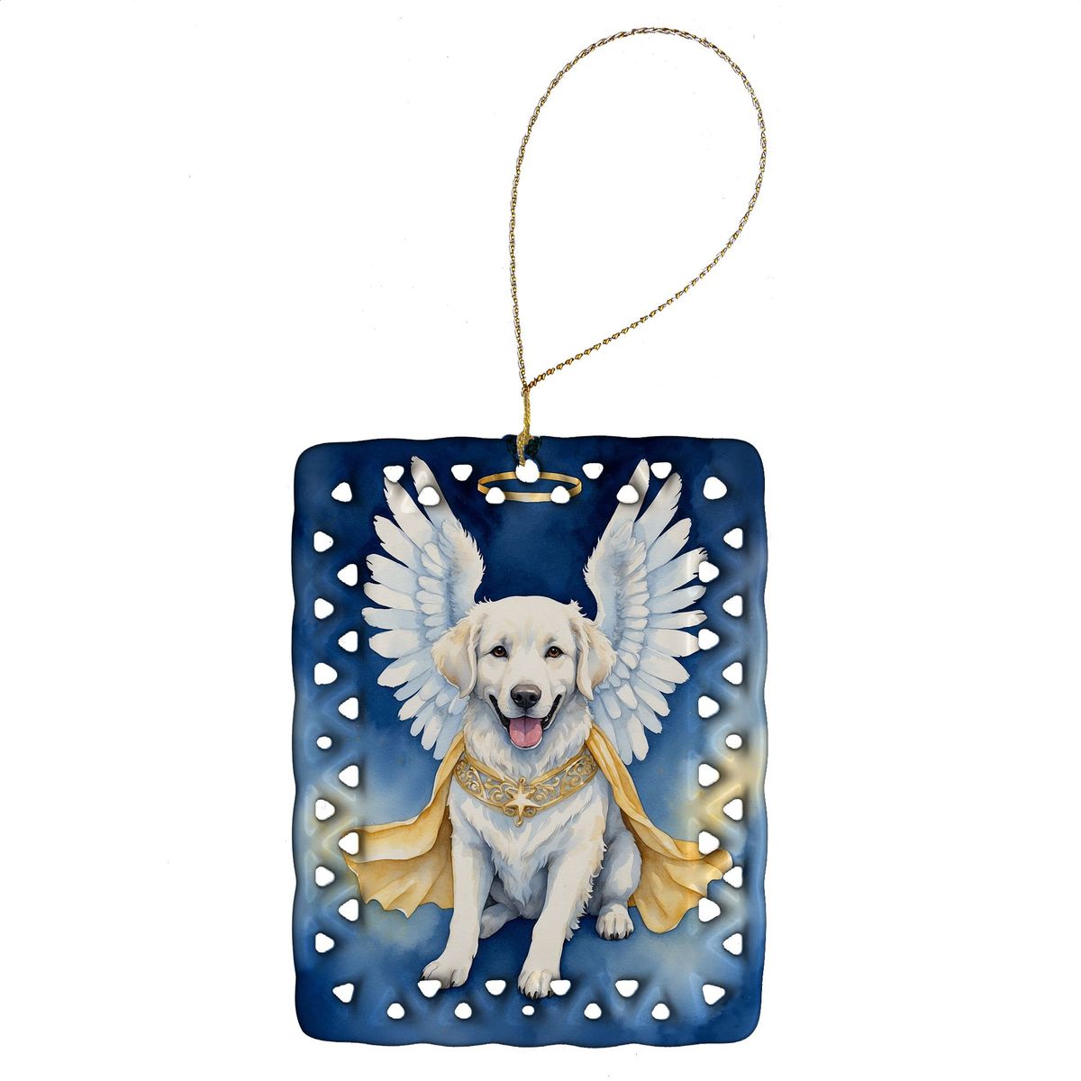 Kuvasz My Angel Porcelain Ornament Christmas Tree Hanging Decorations For Home Christmas Holiday, Rectangle, Gift, Multicolor_maomaolike.com