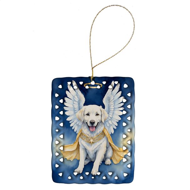 Kuvasz My Angel Porcelain Ornament Christmas Tree Hanging Decorations For Home Christmas Holiday, Rectangle, Gift, Multicolor_maomaolike.com