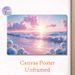 Pastel Coastal Sunset With Hydrangeas Painting Poster, Dreamy Glittery Seaside Scene Poster, Soft Calming Visual Ideal For Bedroom And Living Room_maomaolike.com