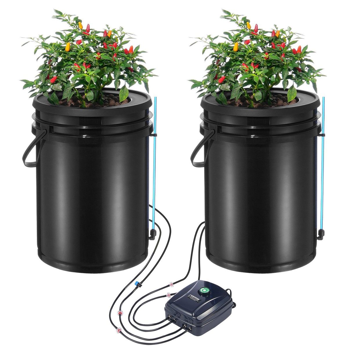 VEVOR DWC Hydroponics Grow System, Hydroponic Growing System With Top Drip Kit, Deep Water Culture 5-Gallon 2 Buckets, With Air Pump, Air Stones And Water Level Device For Leafy Vegetables_maomaolike.com