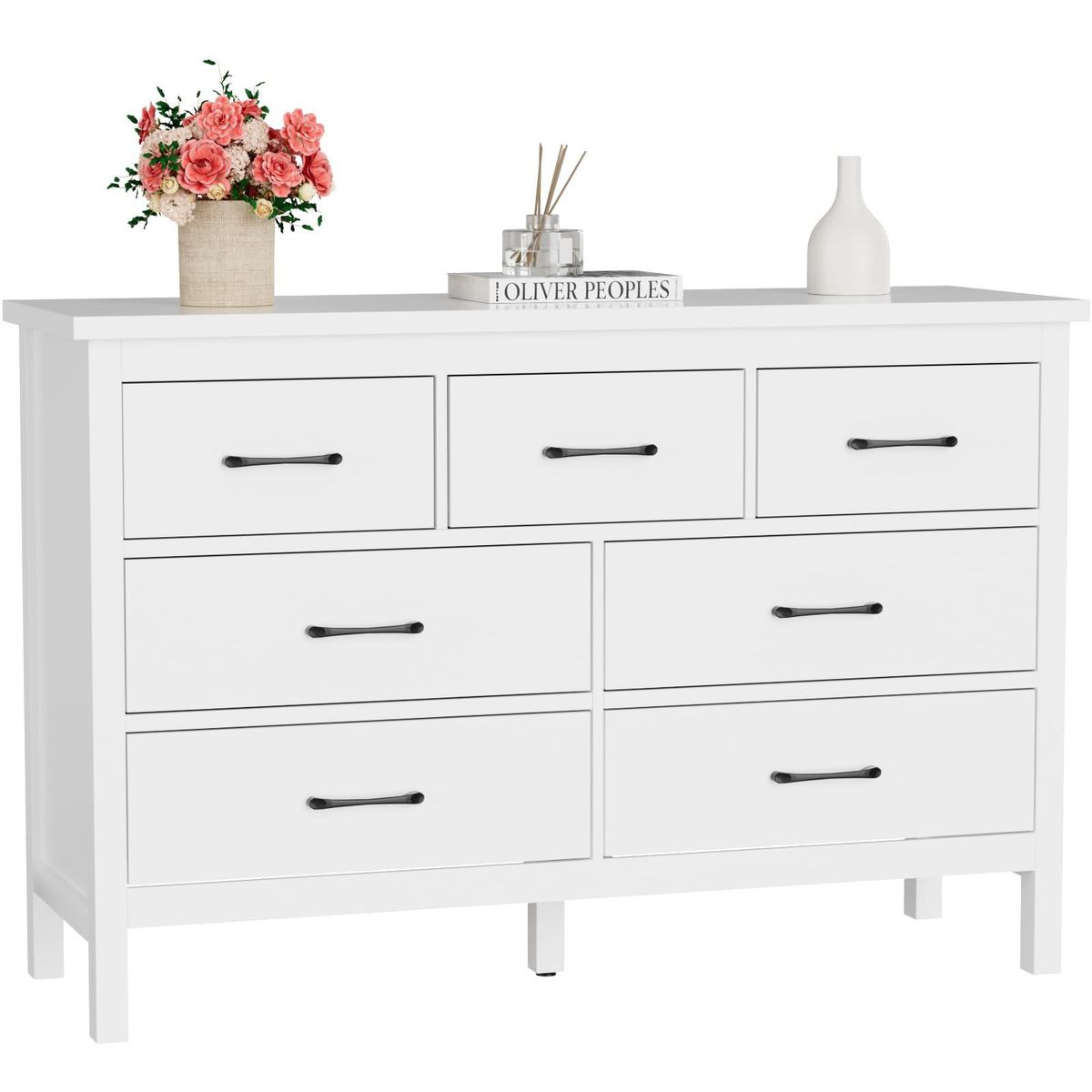 7 Drawer Dresser For Bedroom, Storage Cabinet With Metal Handles, Modern Closet Of Drawers For Living Room_maomaolike.com