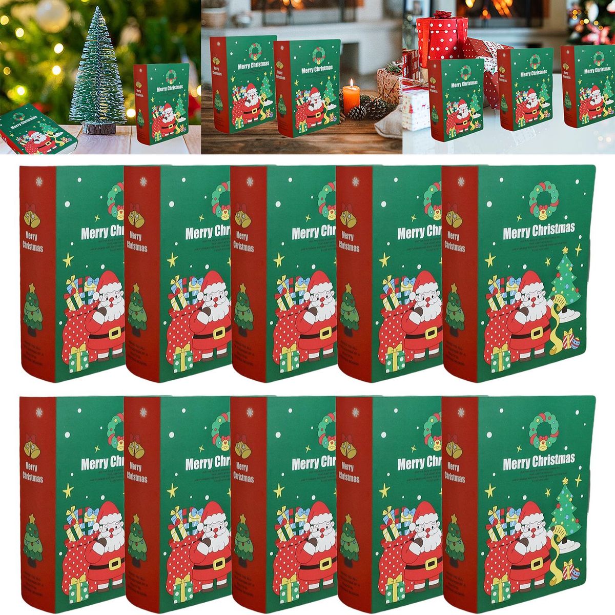 10 Pcs Christmas Candy Boxes Merry Christmas Santa Claus Xmas Tree Storybook Box Cookie Goodie Paper Treat Box For Christmas Gift Wrapping Holiday Party Supplies_maomaolike.com