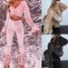 Women's Clothing autumn and winter sexy navel-baring long-sleeved top solid color micro-flared pants two-piece set_maomaolike.com