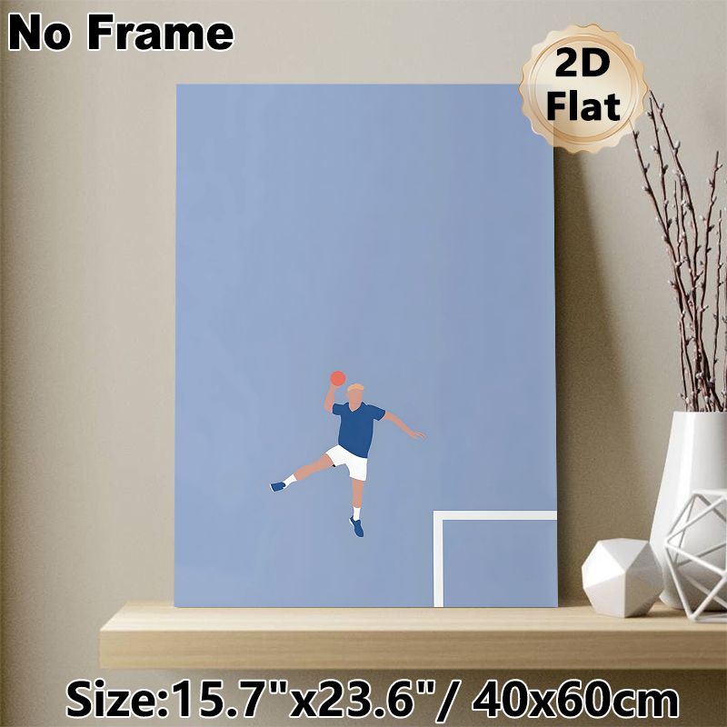Handball Themed Painting Poster, Minimalist Flat-style Handball Player In Action Poster, Sleek Sports-inspired Decor For Gym, Sports Lounge Or Living_maomaolike.com