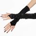 Unisex Vintage satin hook finger gloves Long nylon sexy wedding gloves cos Show performance etiquette gloves_maomaolike.com