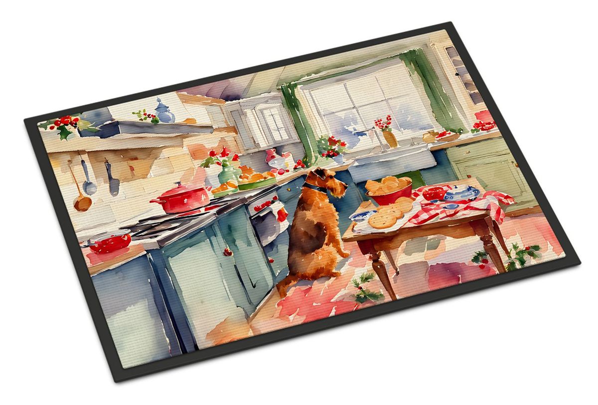 Airedale Terrier Christmas Cookies Doormat Front Door Mat Indoor Outdoor Rugs For Entryway, Non Slip Washable Low Pile, 24H X 36W_maomaolike.com