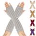 Unisex Twist 8-figure gloves men's and women's same wool fingerless cuff knitted warm medium long_maomaolike.com