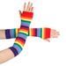 Unisex Colorful long gloves Holiday Party Party Rainbow wrist sleeve Fingerless gloves Colorful striped sleeves_maomaolike.com