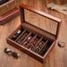 Unisex Glasses sunglasses multi-cell storage box with lock Aspergillus wood myopia sunglasses finishing dust display box_maomaolike.com