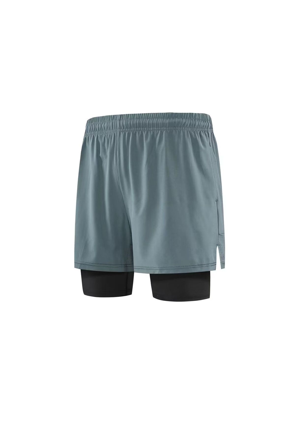 Men's Clothing Two-Piece Sports Shorts Training Pants Fitness Running Marathon Shorts Foot Blue Shorts_maomaolike.com