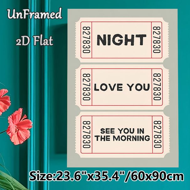 Love Quote Retro Ticket Painting Poster, Vintage Minimalist Ticket-style Print Poster, Warm Sentimental Wording Adds Cozy Atmosphere For Bedroom_maomaolike.com