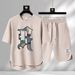 Men's Clothing Summer fashion brand new casual short sleeved sports five point pants two piece suit men's large size loose T shirt top_maomaolike.com