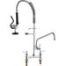 VEVOR Commercial Faucet With Pre-Rinse Sprayer, 26" Height, 8" Center, 12" Swing Spout, Deck Mount Kitchen Sink Faucet, Brass Constructed Device With Pull Down Spray, For 1/2/3 Compartment Sink_maomaolike.com