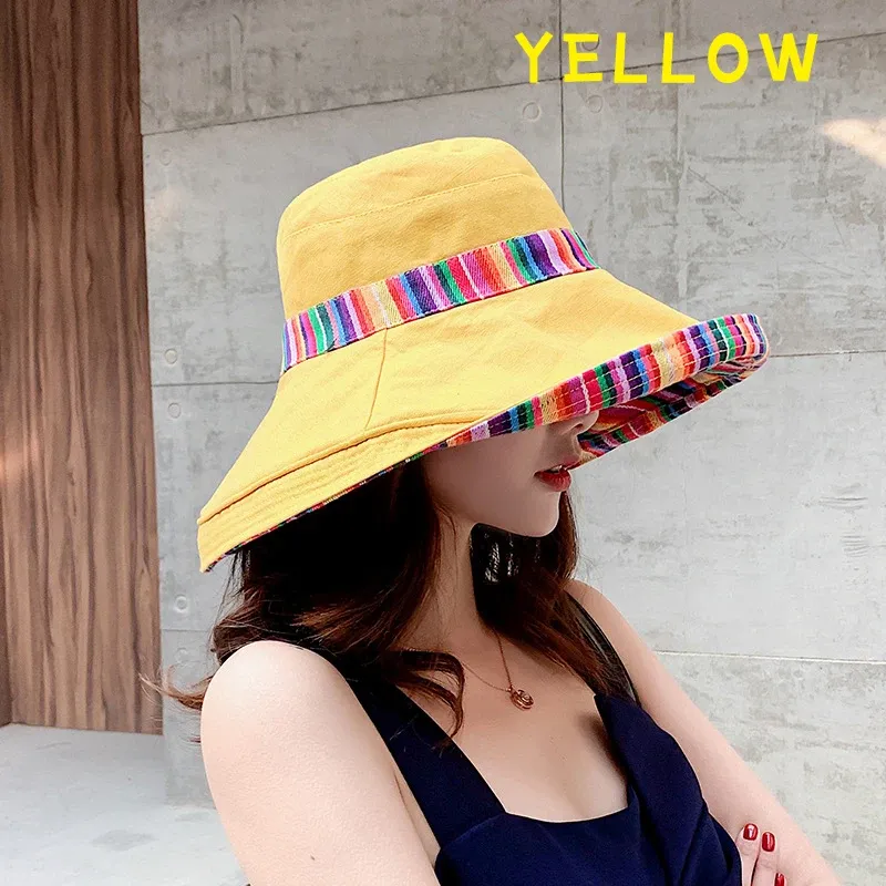 Hot Sale K41 Bucket Fashion All-match Four Seasons Big Brim Panama Basin cap Double-Sided Fisherman Women's Sun Hat_maomaolike.com