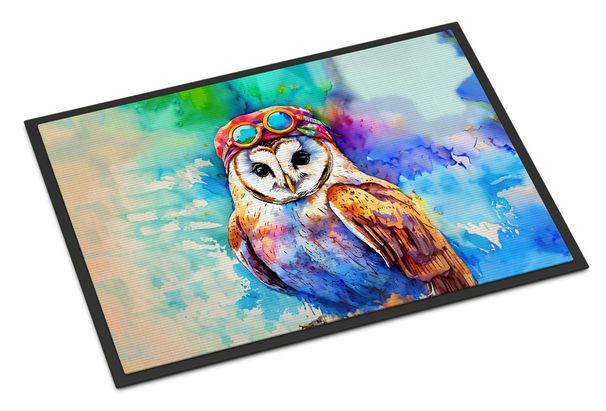 Hippie Animal Barn Owl Doormat Front Door Mat Indoor Outdoor Rugs For Entryway, Non Slip Washable Low Pile, 24H X 36W_maomaolike.com