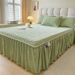 Coral Milk Velvet Quilted Single Piece Thickened Lace Sheet Fleece Flannel Bed Cover With Skirt Edge_maomaolike.com