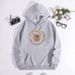 Men's Clothing sweatshirt moon bee print hooded back collar plus velvet sweatshirt_maomaolike.com