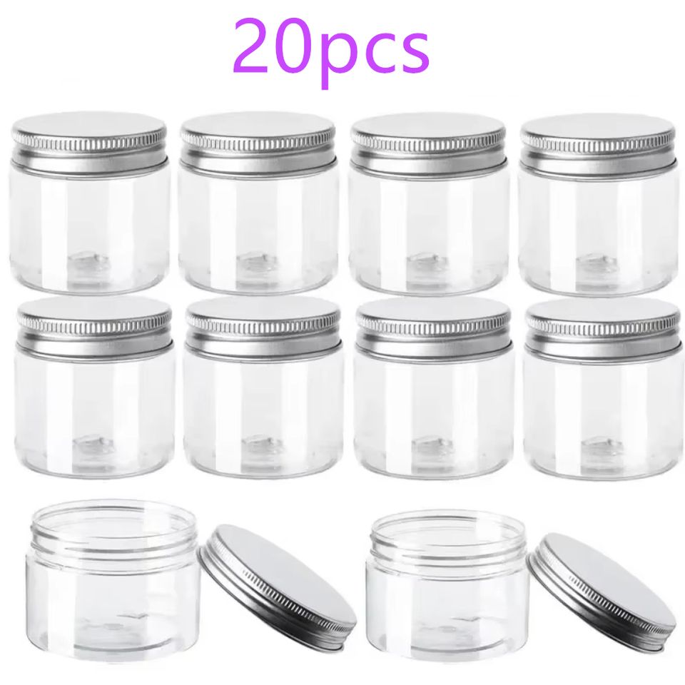 20Pcs/lot 30/50/60/80ml Storage With Lids Aluminum Round Canister Empty Plastic Cosmetic Jars Food Travel Bottle Pot_maomaolike.com