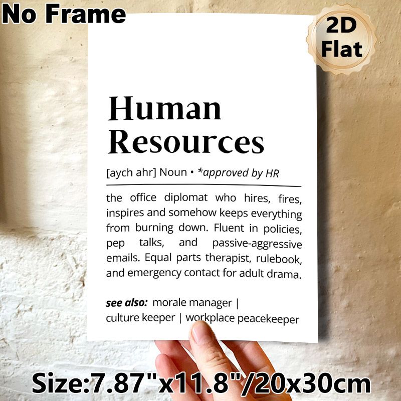 Human Resources Humorous Definition Painting Poster, Minimalist Typographic Text Poster, Lighthearted Office Decor Ideal For Workspace, Office Areas_maomaolike.com