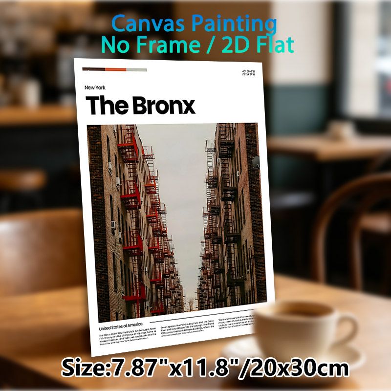 New York The Bronx Urban Architecture Painting Poster, Vintage-toned Brick Building Streetscape Poster, Showcases Iconic Bronx Neighborhood Character_maomaolike.com