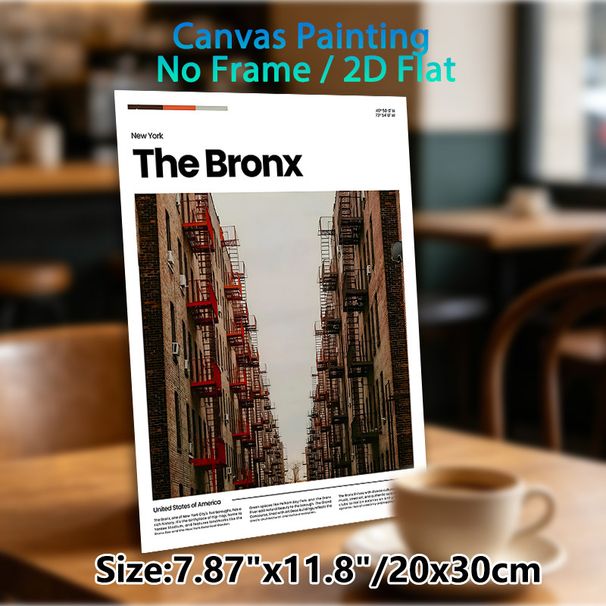 New York The Bronx Urban Architecture Painting Poster, Vintage-toned Brick Building Streetscape Poster, Showcases Iconic Bronx Neighborhood Character_maomaolike.com
