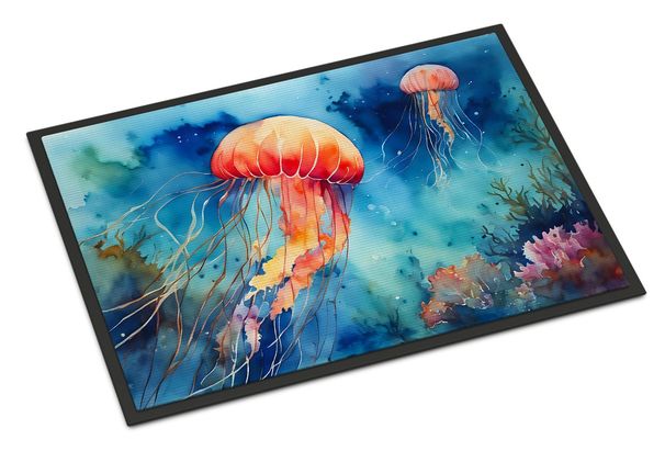 Jellyfish Doormat Front Door Mat Indoor Outdoor Rugs For Entryway, Non Slip Washable Low Pile, 24H X 36W_maomaolike.com