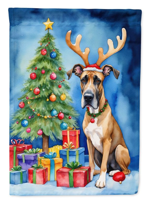 Great Dane Christmas Reindeer House Flag Large Porch Sleeve Pole Decorative Outside Yard Banner Artwork Wall Hanging, Polyester, House Size, Multicolor_maomaolike.com