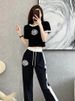 Women's casual knitted suit for women in summer, thin style, fashionable and fashionable, age-reducing wide-leg pants, fashionable two-piece set_maomaolike.com