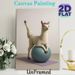 Yoga Llama Painting Poster, Cute Whimsical Llama With Pink Headband Doing Yoga On Exercise Ball Poster, Playful Decorative Piece Ideal For Gym, Home_maomaolike.com
