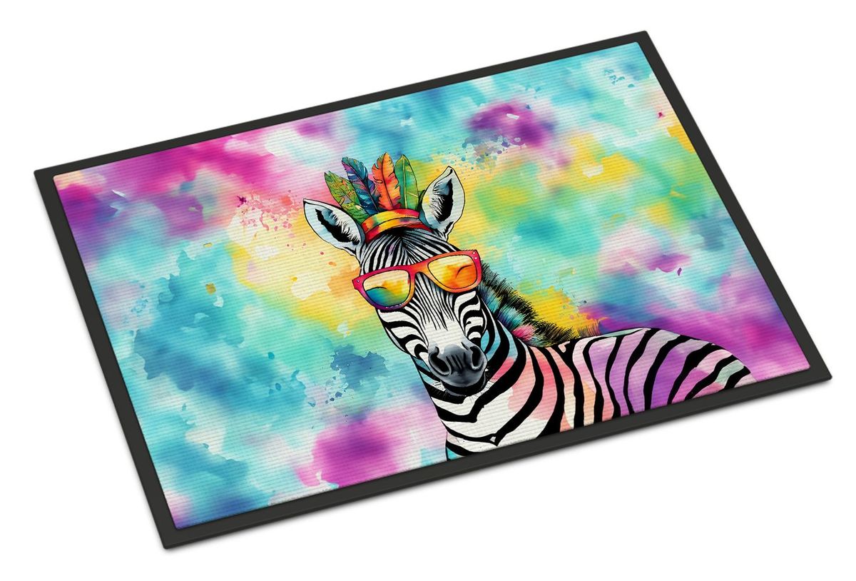 Hippie Animal Zebra Doormat Front Door Mat Indoor Outdoor Rugs For Entryway, Non Slip Washable Low Pile, 24H X 36W_maomaolike.com