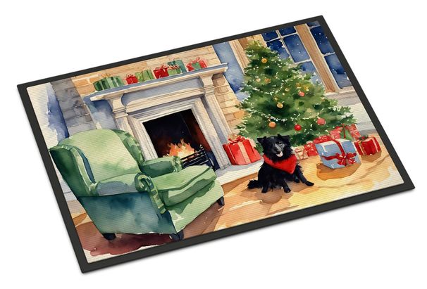 Schipperke Cozy Christmas Doormat Front Door Mat Indoor Outdoor Rugs For Entryway, Non Slip Washable Low Pile, 24H X 36W_maomaolike.com