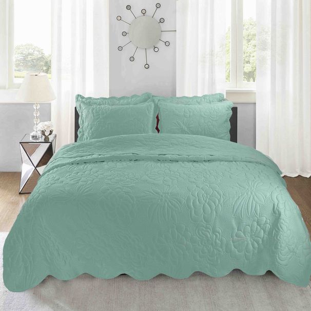 Ultrasonic Quilted Bedspread Set - 3-Piece American-Style Soft Embossed Duvet Cover (Machine Washable, Lightweight &_maomaolike.com