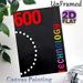 Technology Themed Painting Poster, Vibrant Rainbow Text & Bold Red Number 600 With Dotted Line On Dark Textured Poster, Modern Minimalist Style, Ideal_maomaolike.com