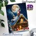 Christmas Santa Themed Painting Poster, Warm Festive Snowy Cottage Night Scene Poster, Cozy Holiday Design Ideal For Living Room, Seasonal Home_maomaolike.com