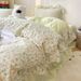 Wholesale INS Korean Skin-Friendly Washed Wrinkled Bubble Cotton Edge Princess Style Pastoral Floral Four-Piece Set_maomaolike.com