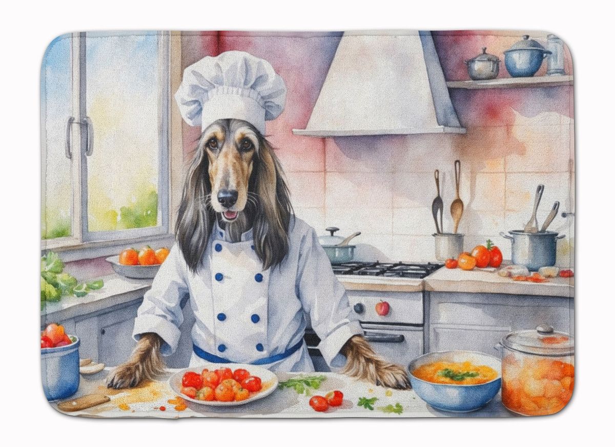 Afghan Hound The Chef Memory Foam Kitchen Mat Machine Washable Anti-Fatigue Mat Cushion Comfort Bath Mat Or Kitchen Rug_maomaolike.com