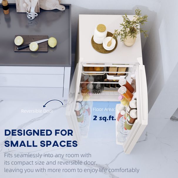 4.5 Cu.Ft Mini Fridge, Single Door Refrigerator With Freezer, Wheels, Adjustable Thermostat, Reversible Door, White_maomaolike.com