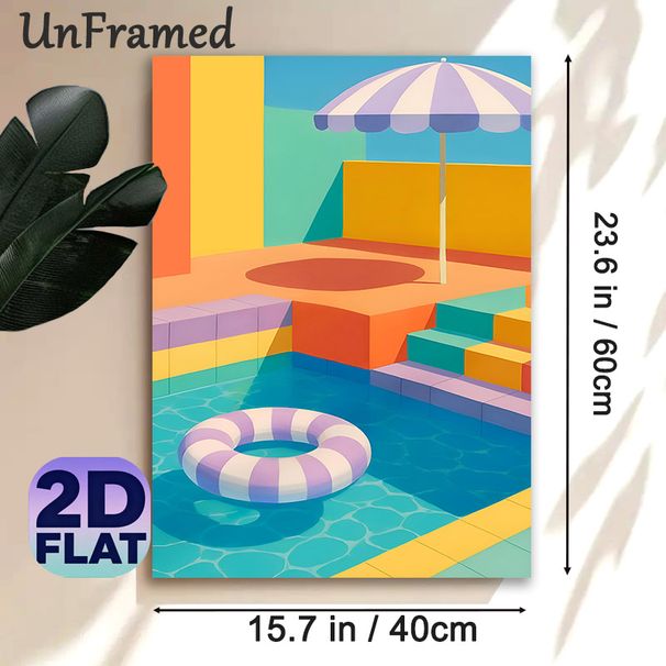 Pool Vacation Themed Painting Poster, Vibrant Minimalist Graphic Poster, Cheerful Summer-inspired Decor Suitable For Living Room, Bedroom Or Coastal_maomaolike.com