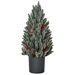18 Inch Tall Unlit Miniature Snow-Flocked Tabletop Artificial Christmas Tree, Holiday Decoration With Pine Cones And Berries_maomaolike.com