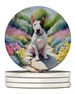 English Bull Terrier Spring Path Large Sandstone Coasters Pack Of 4 Absorbent Round Coasters Decor Gifts For Men Or Women, 4 In, Multicolor_maomaolike.com
