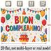 Italian Happy Birthday Banner - 2D Flat Polyester Backdrop, Wall Hanging Photo Props, Party Decor_maomaolike.com