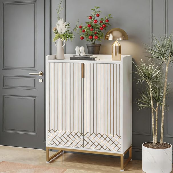 Modern Shoe Cabinet With Doors, 5-Tier Modern Shoe Rack Organizer_maomaolike.com