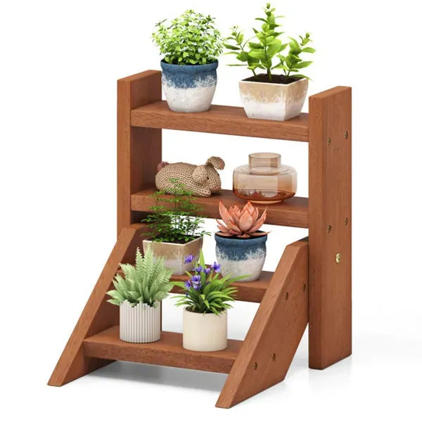 Compact Easy-Assemble Wooden Plant Stand, Succulent Seedling Pot Rack For Window Balcony Desktop_maomaolike.com