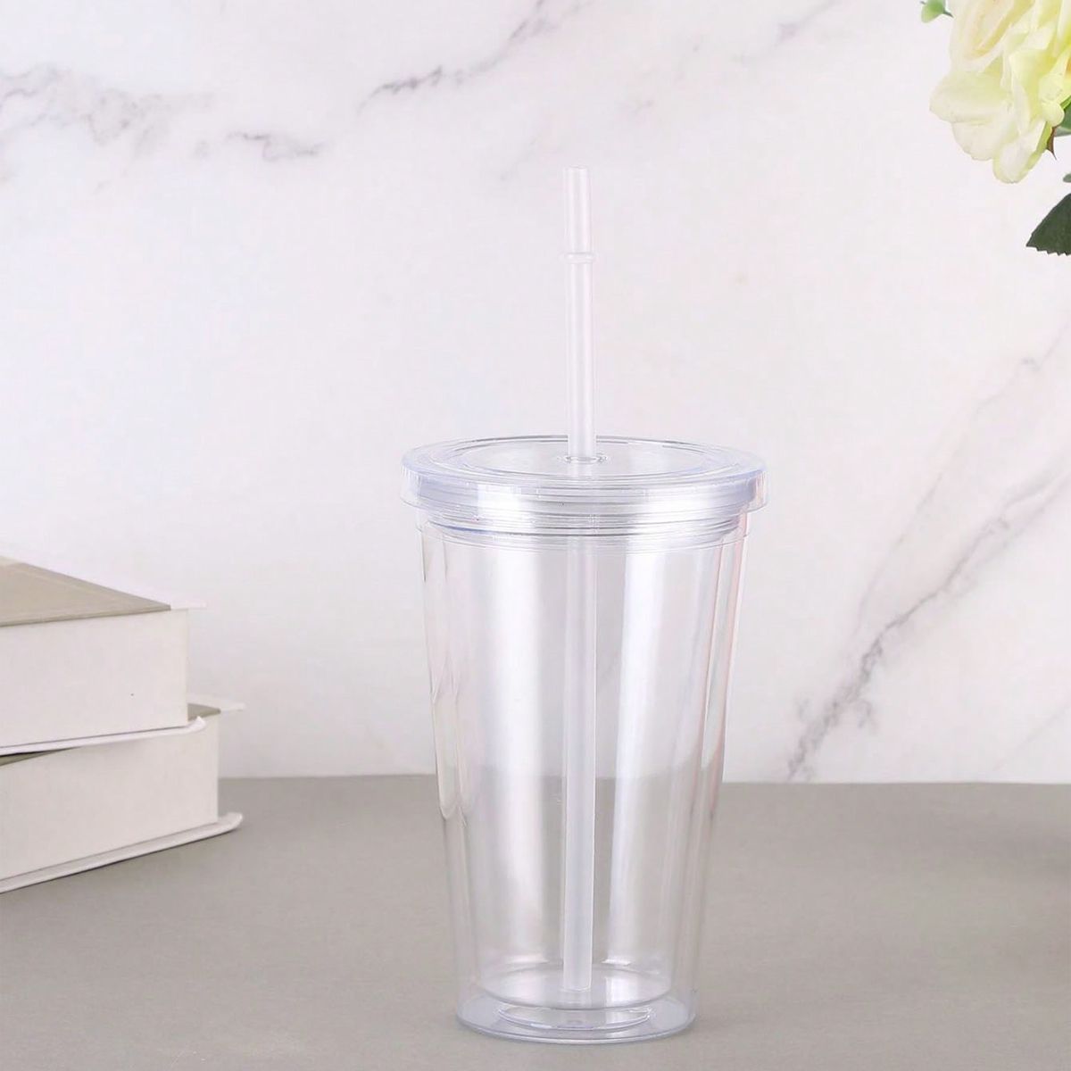 450ml Reuable Double-layer Platic Tranparent Drinking Water Bottle With Lid Straw Cup Outdoor Drink Tea Milk Mug_maomaolike.com